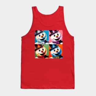 Frosty Fusion: Pop Art's Coolest Creation - Pop Snowman Tank Top